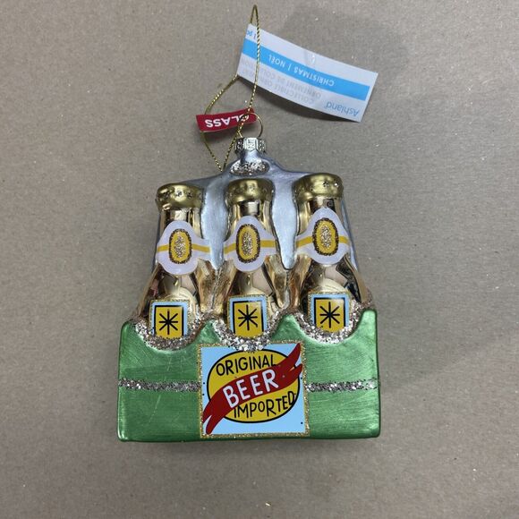 Ashland Hand Blown Glass Imported Six Pack Christmas Ornament NWT 4.5 in - Picture 1 of 5